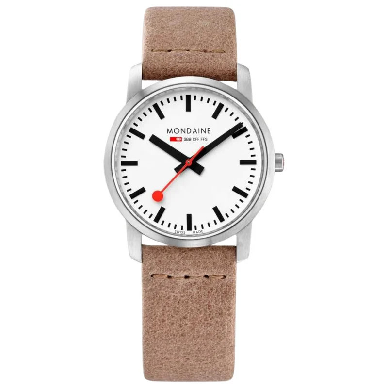 Mondaine Simply Elegant Quartz White Dial Leather Watch A400.30351.16SBG
