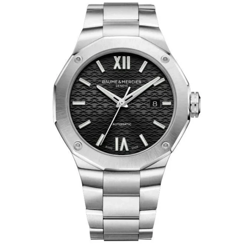 Baume & Mercier Riviera Swiss Made" Automatic Black Dial Stainless Steel Bracelet Men?s Watch BM0A10621