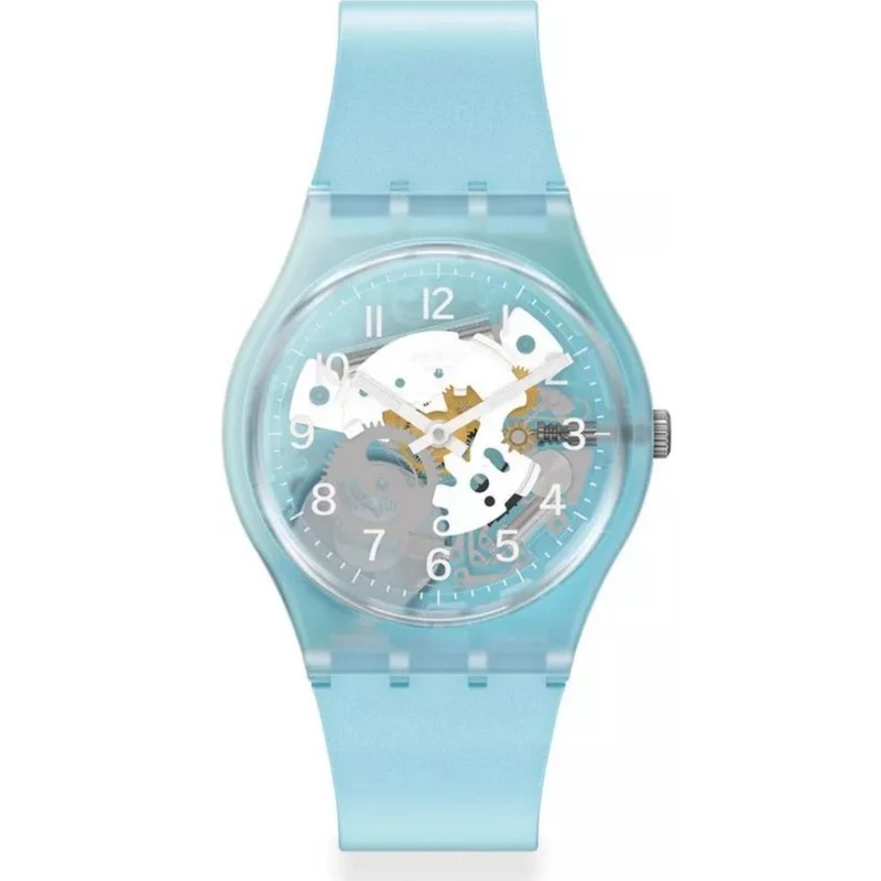 Swatch 'Morning Sky' Quartz Blue Dial Blue Silicone Strap Watch GL125