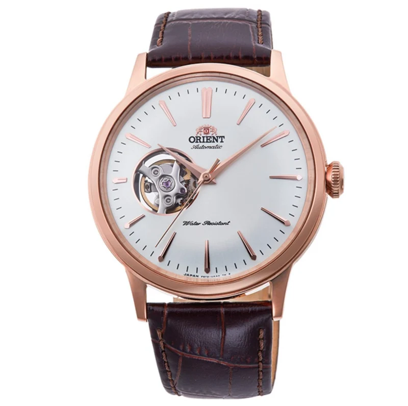 Orient Bambino 41mm Open Heart White Dial Leather Mens Automatic Watch RA-AG0001S10B