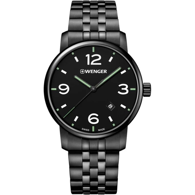 Wenger Urban Metropolitan Quartz Black Dial Black Stainless Bracelet Men's Watch 01.1741.119