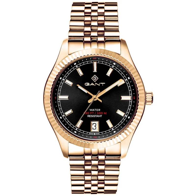 Gant Sussex 44 Quartz Black Dial Gold PVD Steel Bracelet Men's Watch G166004