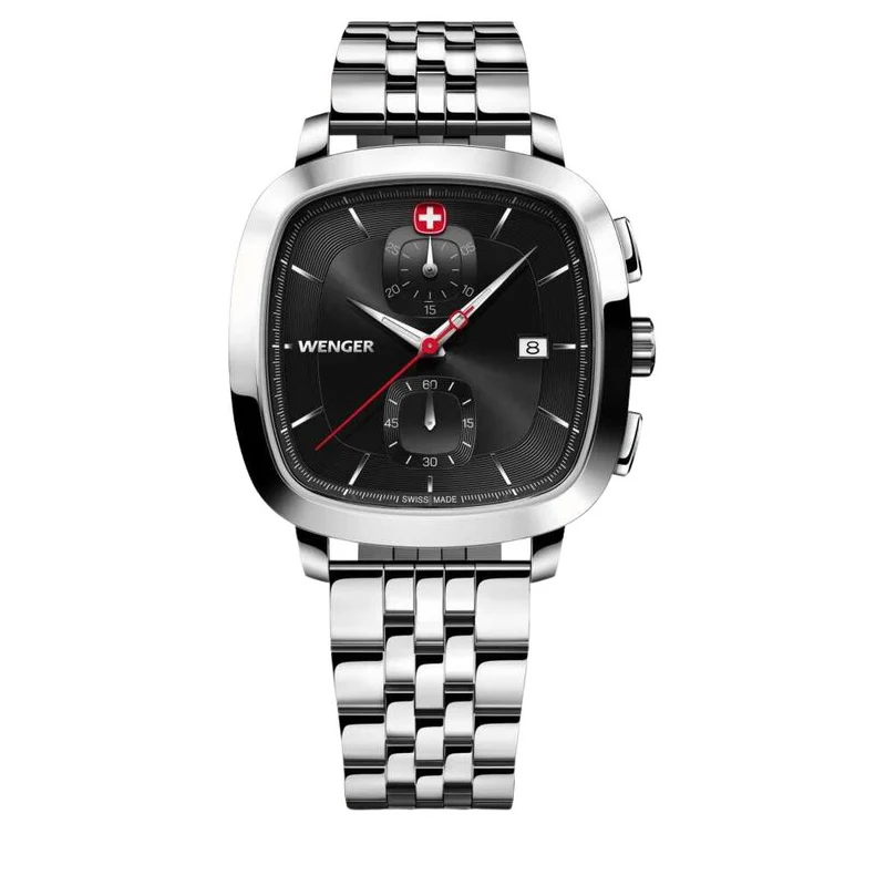 Wenger Vintage Classic Chrono Black Dial Stainless Steel Bracelet Men's Watch 01.1933.101