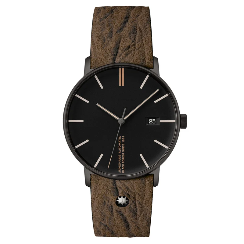 Junghans Form A Edition 160 Automatic Black Dial Brown Leather Strap Men's Watch 27/4132.00