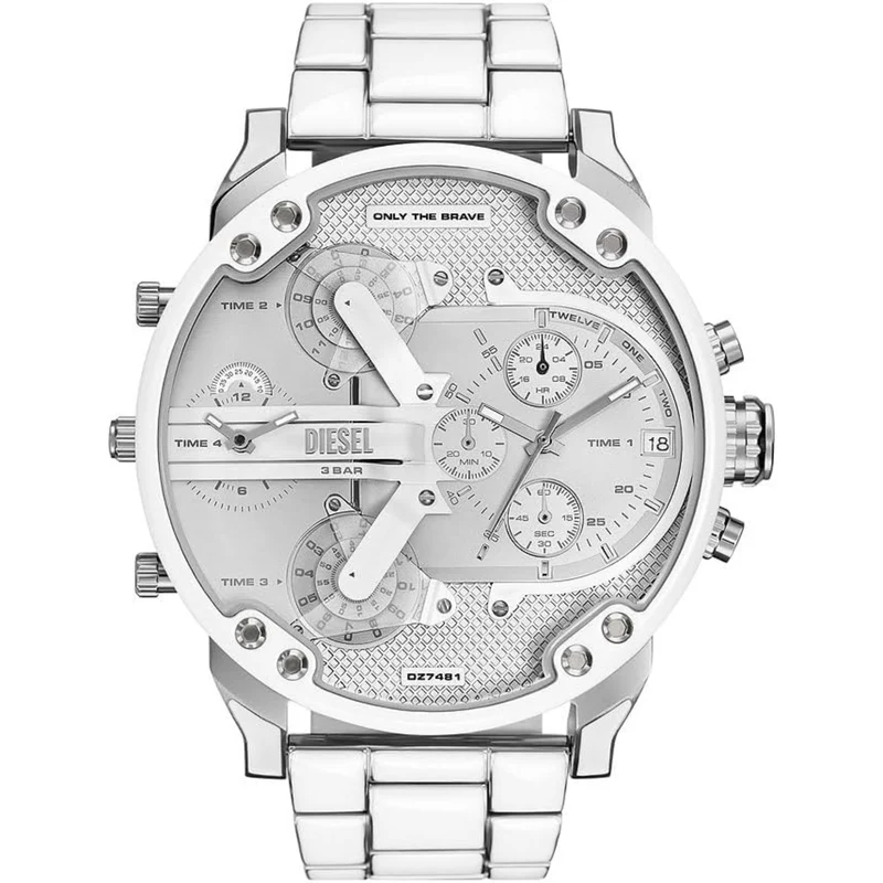 Diesel Mr. Daddy 57mm Chronograph Silver Dial Steel Mens Quartz Watch DZ7481
