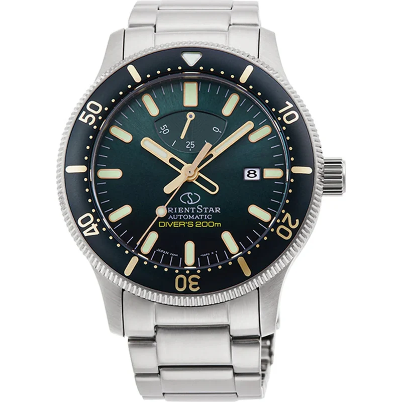 Orient Star 44mm Green Dial Steel Mens Automatic Watch RE-AU0307E00B