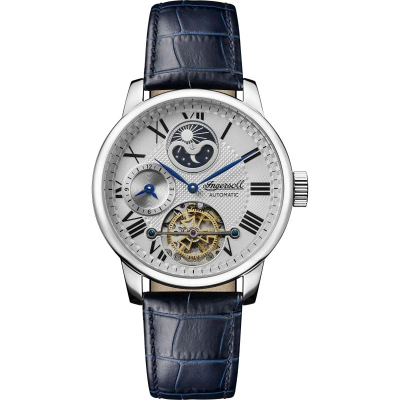 Ingersoll The Riff Automatic Silver Dial Blue Leather Strap Men's Watch I07401