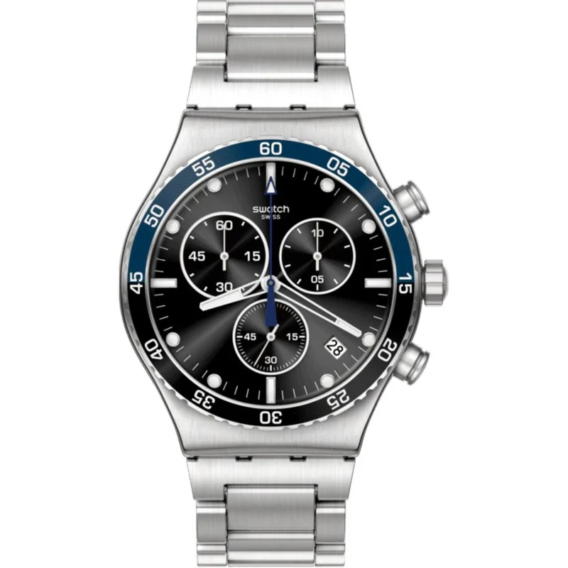 Swatch Dark Blue Irony Black Dial Quartz Unisex Bracelet Watch YVS507G