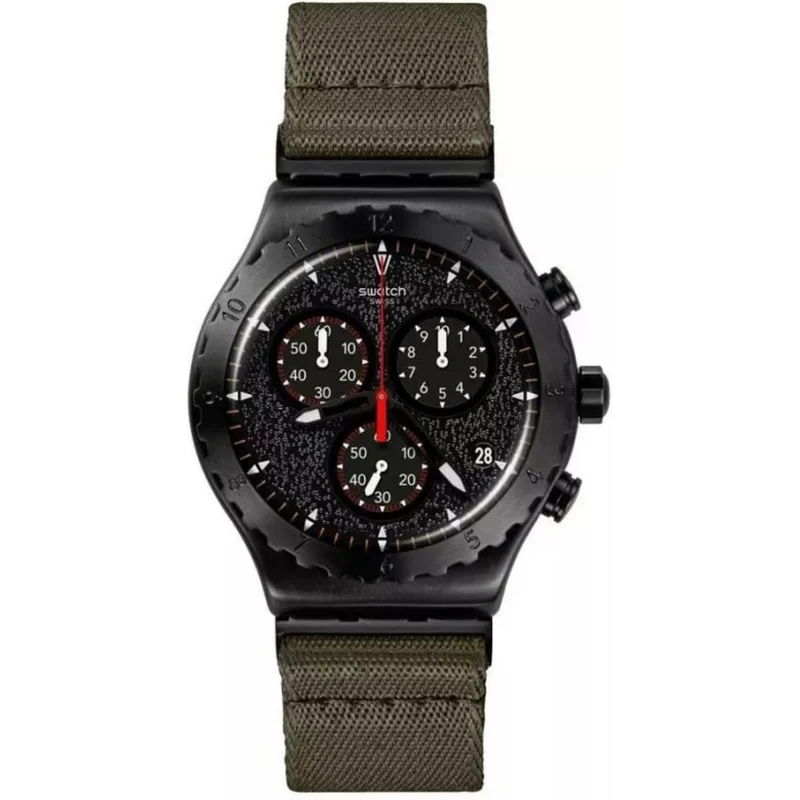 Swatch Powers Of Nature By The Bonfire Quartz Black Dial Textile Strap Watch YVB416