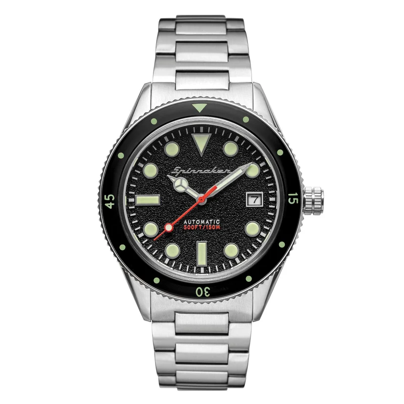 Spinnaker Cahill Midsize Sable Black Dial Stainless Steel Bracelet Mens Watch SP-5075-11