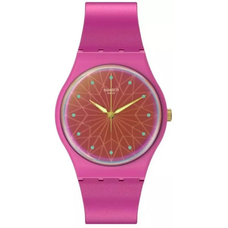 Swatch Holiday Collection Fantasia Fuchsia Pink Dial Silicone Watch SO28P110