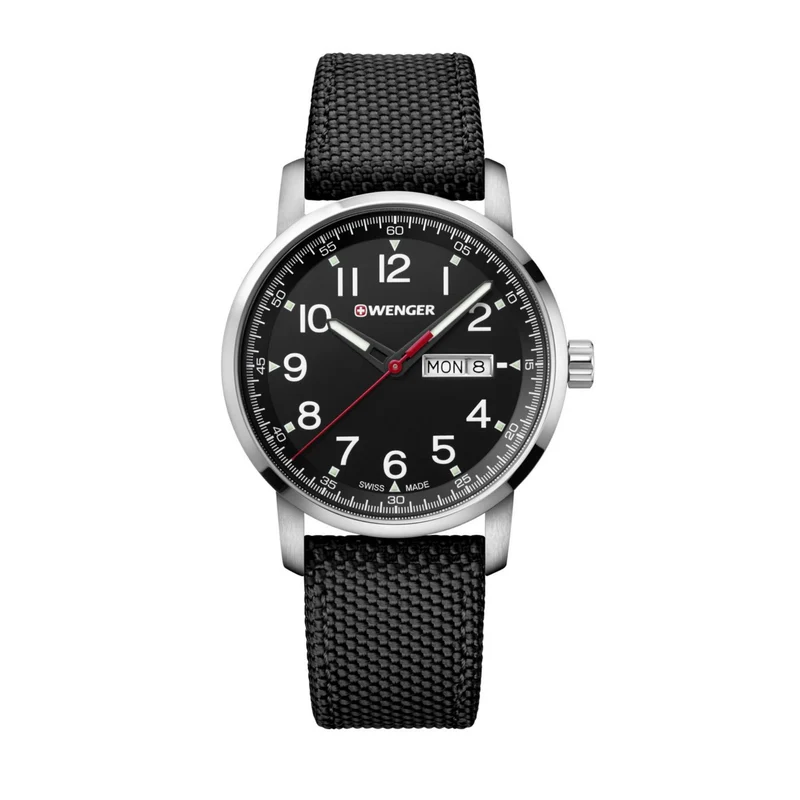 Wenger Attitude Heritage Quartz Black Dial Black Nylon Strap Men's Watch 01.1541.105