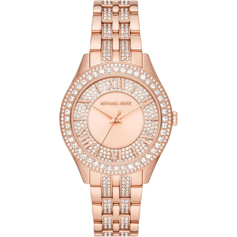Michael Kors Harlowe Rose Gold-Tone Stainless Steel Bracelet Rose Gold Dial Women's Watch MK4710