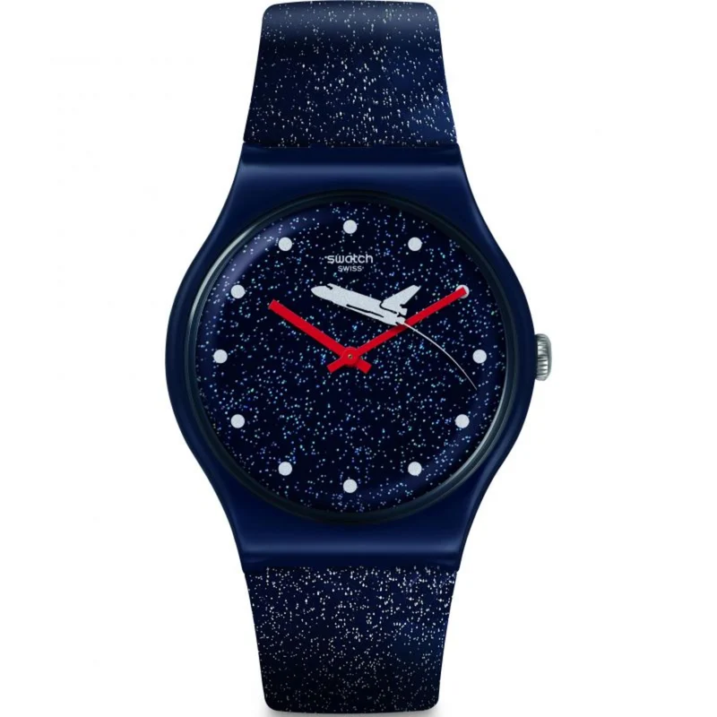 Swatch James Bond Moonraker 1979 Limited Special Edition Blue Dial Silicone Space Strap Unisex Watch SUOZ305