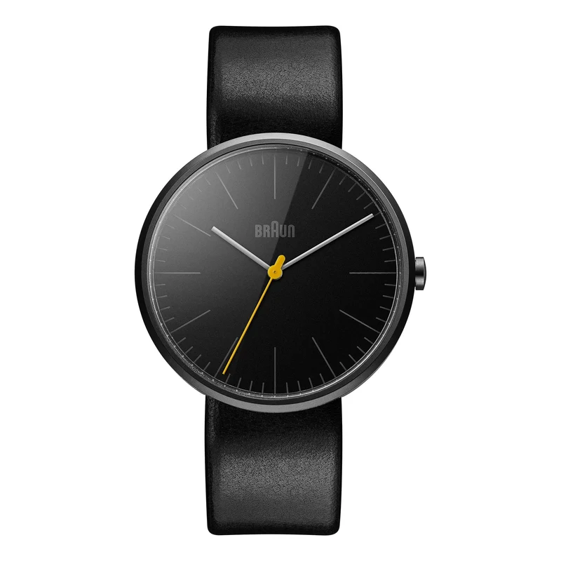 Braun Classic Quartz Black Dial Black Leather Strap Men’s Watch BN0172BKBKG