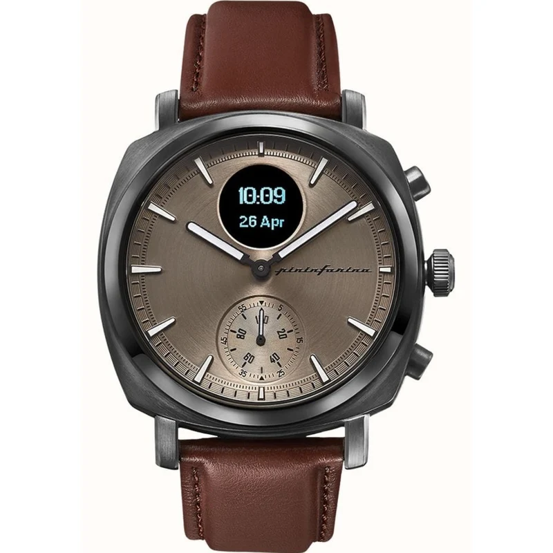 Pininfarina Senso Hybrid Mercure Grey Dial Leather Strap Watch PMH01A-02