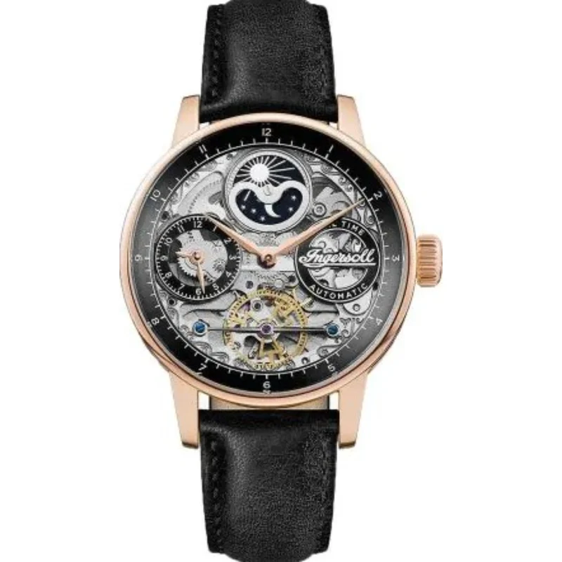 Ingersoll ‘The Jazz’ Automatic Black Dial Black Leather Strap Men’s Watch I07705