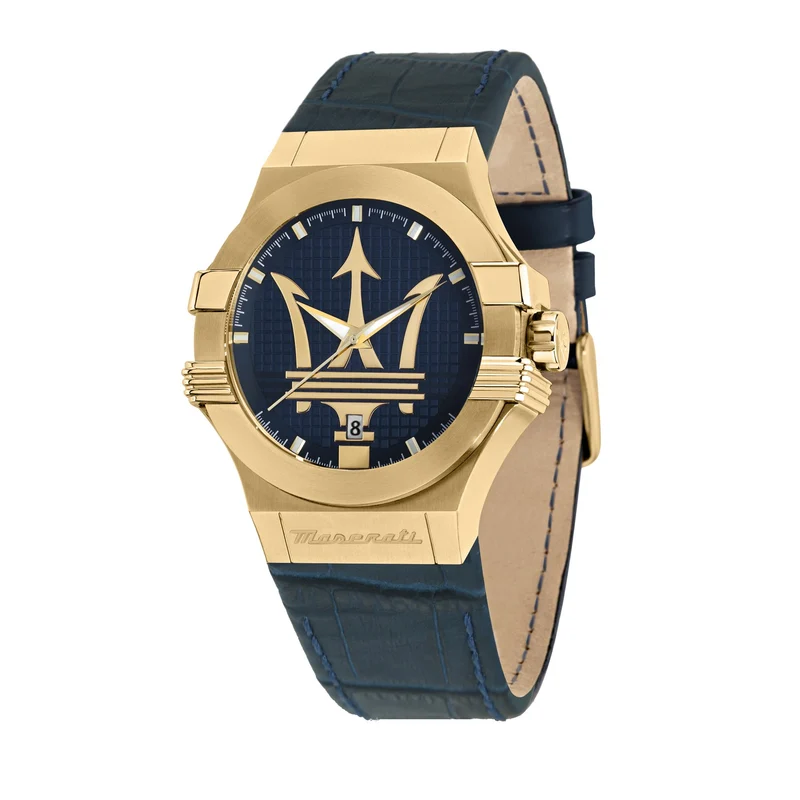 Maserati Potenza Quartz Blue Dial Blue Leather Strap Men's Watch R8851108035