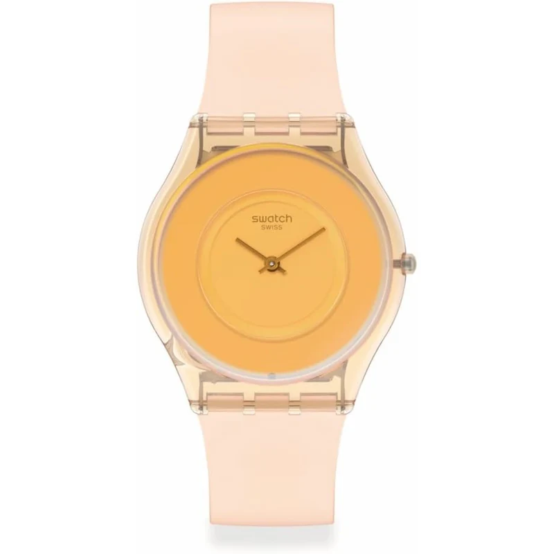 Swatch Pastelicious Peachy Pink Silicone Strap Orange Dial Watch SS08P102
