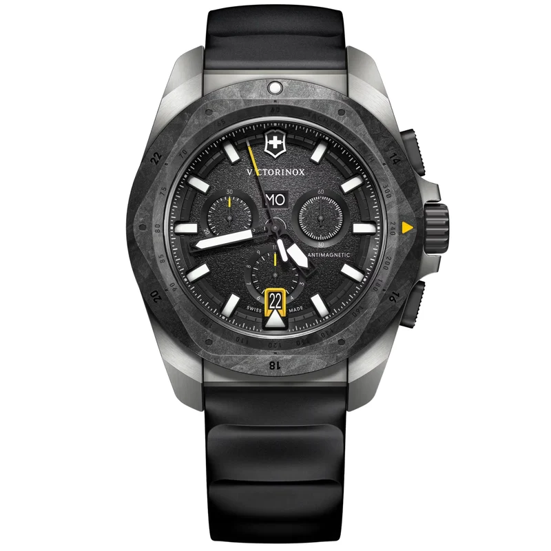 Victorinox I.N.O.X. 43mm Titanium Chronograph Black Dial Rubber Mens Quartz Watch 242011