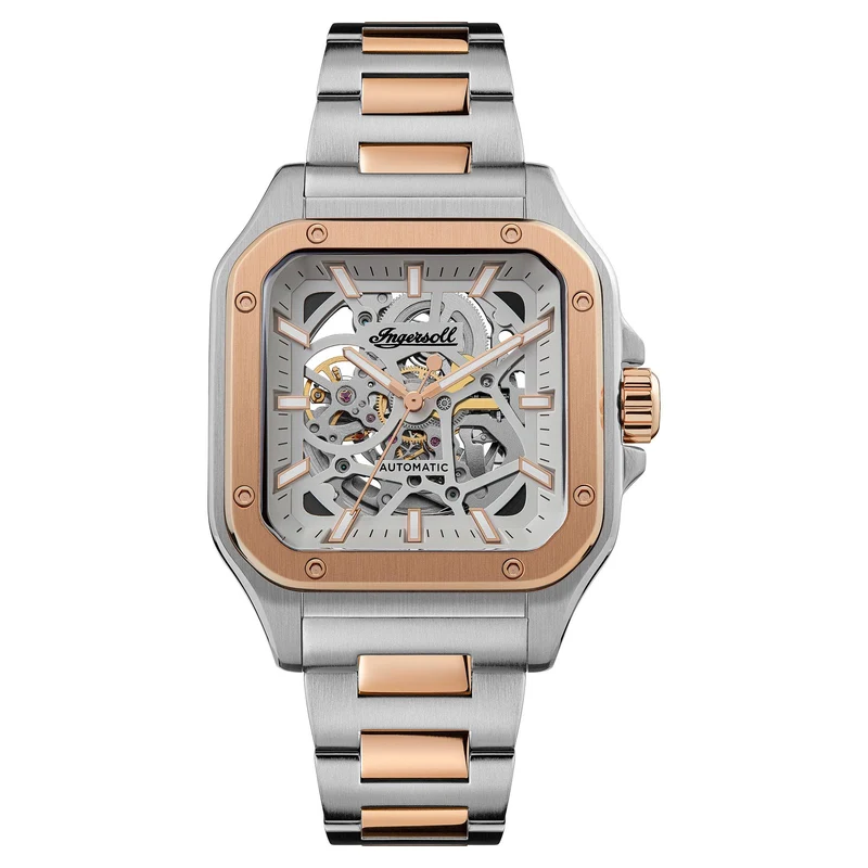 Ingersoll The Ollie Automatic Grey Skeleton Dial Two-Tone Stainless Steel Bracelet Men's Watch I14502