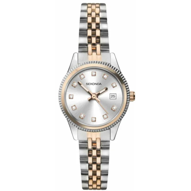 Sekonda Quartz White Dial Two Tone Stainless Steel Bracelet Ladies Watch 2763