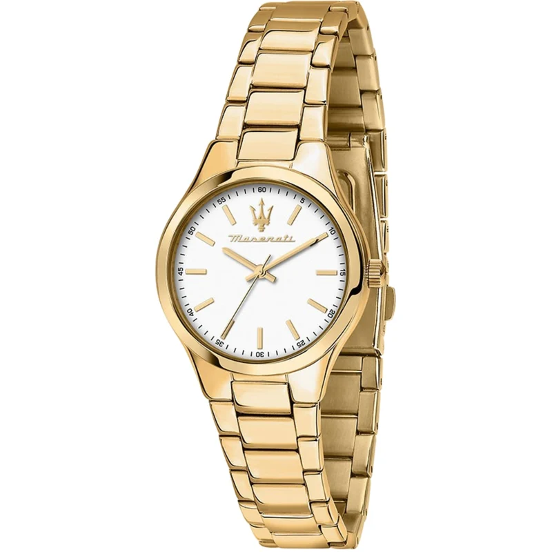 Maserati Attrazione Quartz White Dial Gold PVD Stainless Steel Bracelet Ladies Watch R8853151501