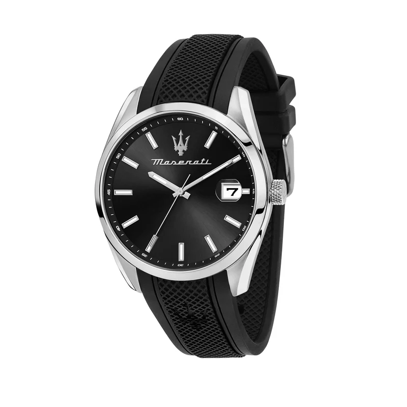 Maserati Attrazione Quartz Black Dial Black Silicone Strap Men's Watch R8851151004