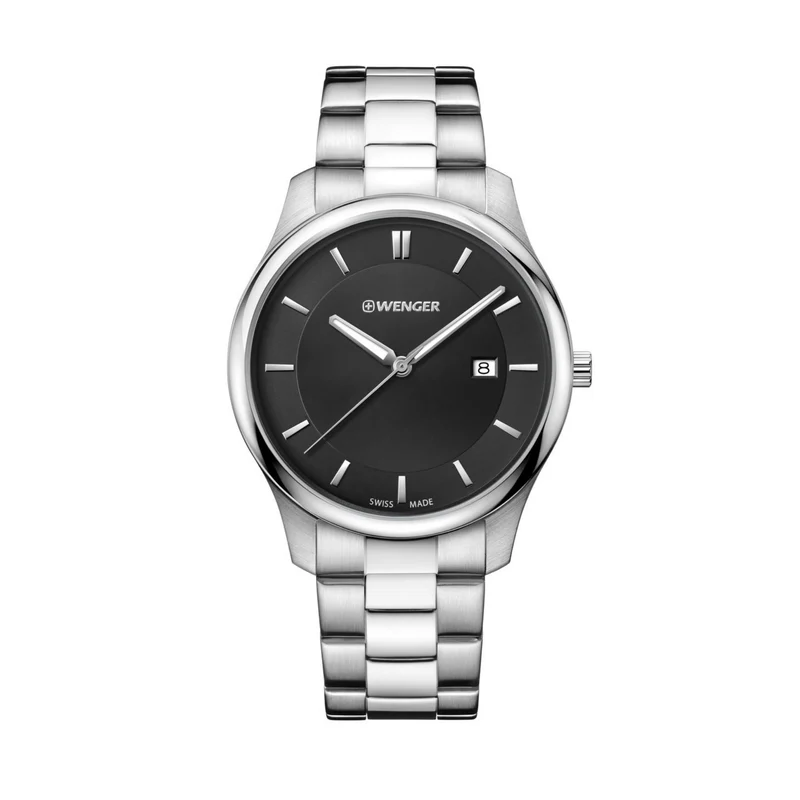 Wenger City Classic Black Dial Stainless Steel Bracelet Men's Watch 01.1441.104