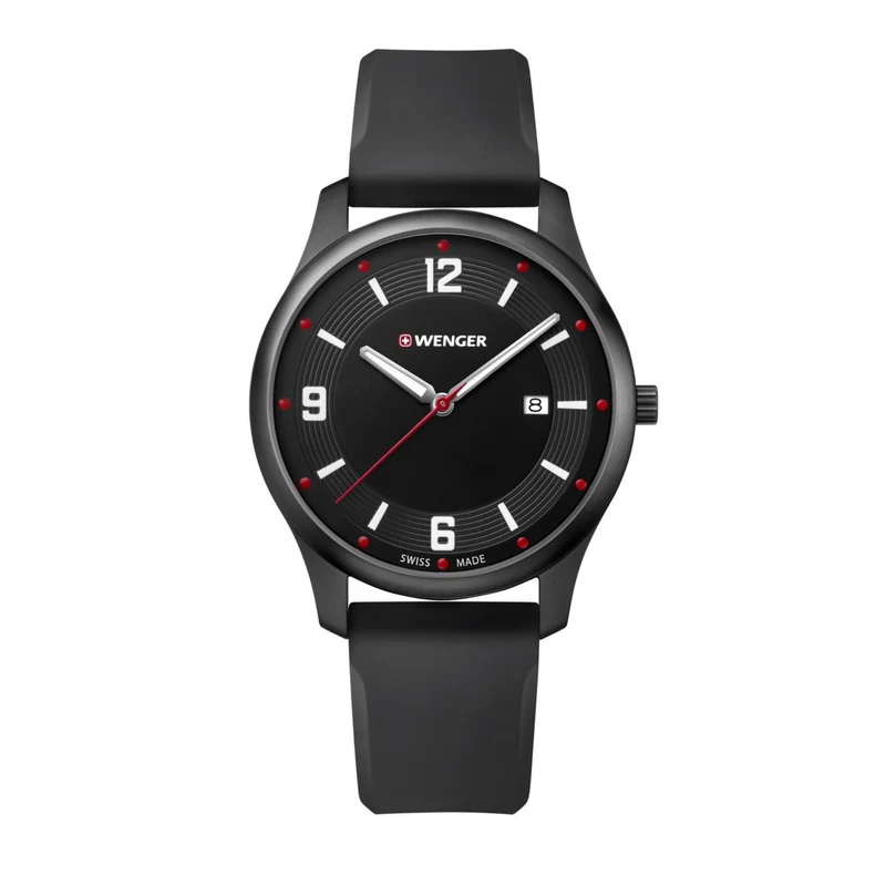 Wenger City Active Black Dial Black Silicone Strap Men's Watch 01.1441.111