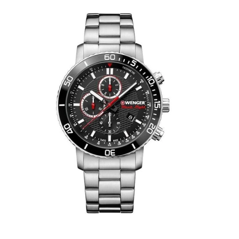 Wenger Roadster Black Night Quartz Black Dial Silver Steel Men's Watch 01.1843.106