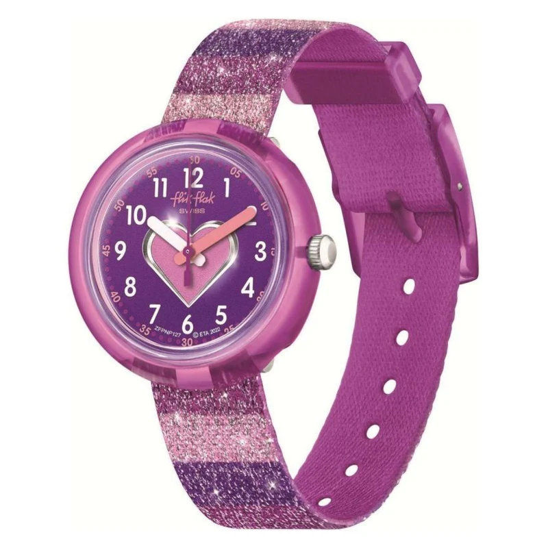 Flik Flak Childrens Stripy Glitter Colour My Life Watch FPNP127