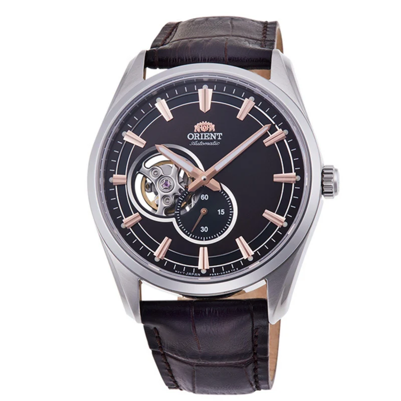 Orient Stretto 41mm Semi Skeleton Black Dial Leather Mens Automatic Watch RA-AR0005Y10B