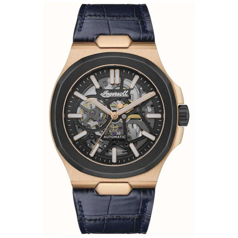 Ingersoll The Catalina 1892 Automatic Black Dial Blue Leather Strap Men's Watch I12506