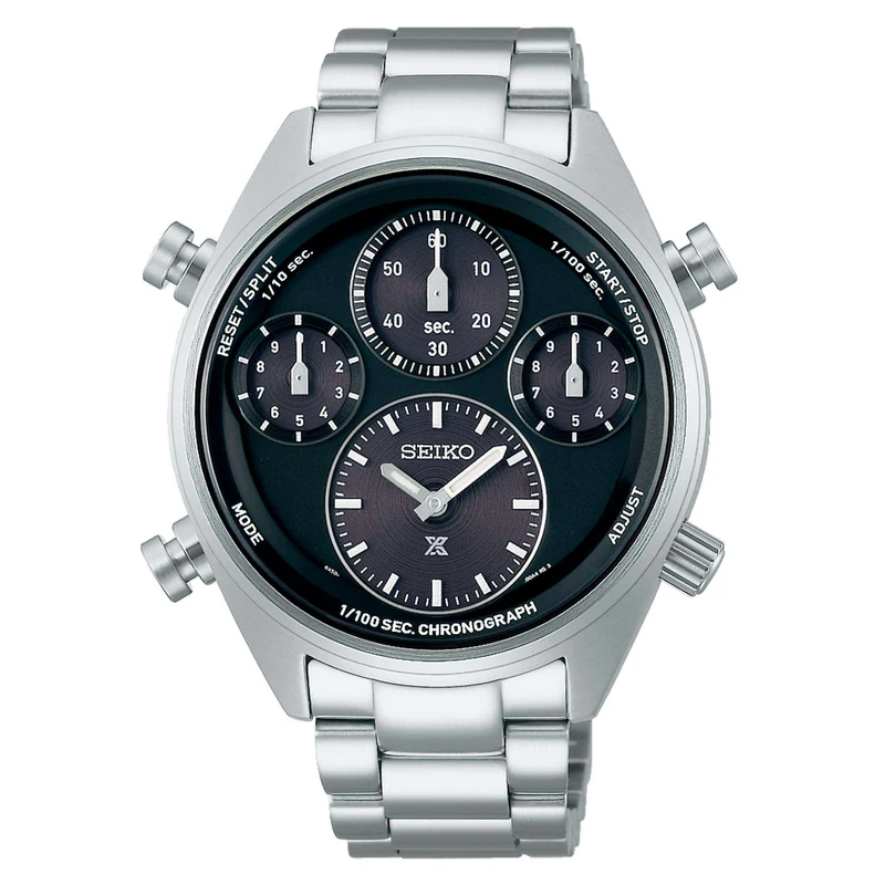 Seiko Prospex 'Black on Black' Speedtimer One-Hundredth of a Second Solar Chronograph Black Dial Men's Watch SFJ003P1
