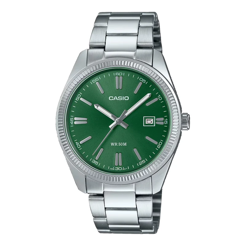 Casio Collection 38.5mm Green Dial Steel Quartz Watch MTP-1302PD-3AVEF