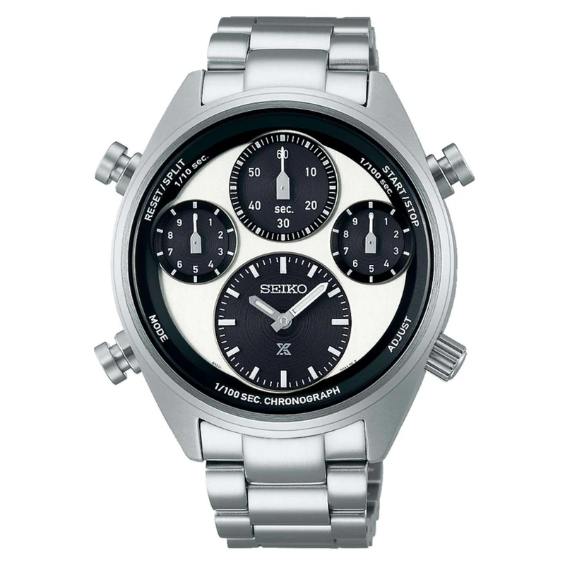 Seiko Prospex Panda Speedtimer One-Hundredth of a Second Solar Chronograph Multicoloured Dial Men's Watch SFJ001P1