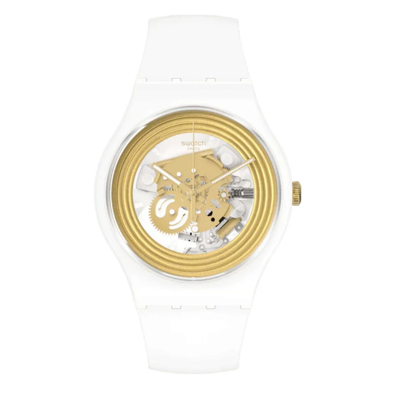 Swatch New Gent 'Golden Rings White' Quartz Watch SO29W107