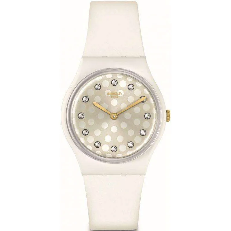Swatch Sparkle Shine White Dial White Strap Watch SO31W109