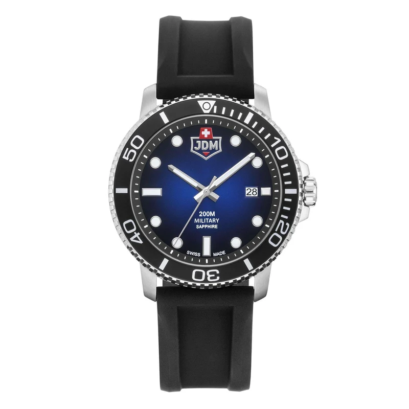 JDM Military Tango Blue Dial Black Silicone Strap Men's Watch JDM-WG008-01