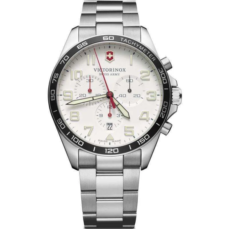 Victorinox Fieldforce 42mm Chronograph White Dial Steel Mens Quartz Watch 241856
