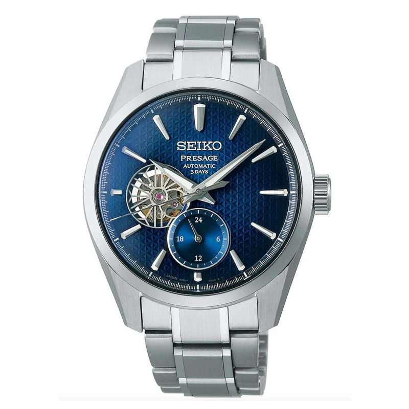 Seiko Presage ‘Ao’ Sharp-Edged Open Heart 3 Days Automatic Blue Dial Men's Watch SPB417J1