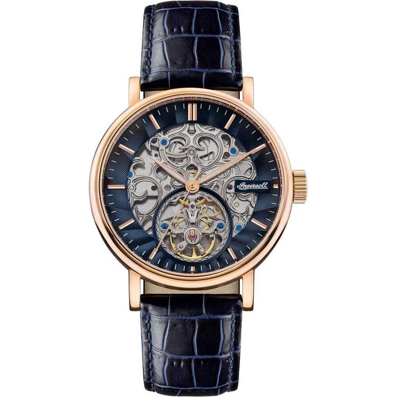 Ingersoll 1892 The Charles Automatic Men's Watch with Black Skeleton Dial and Blue Leather Strap- I05808