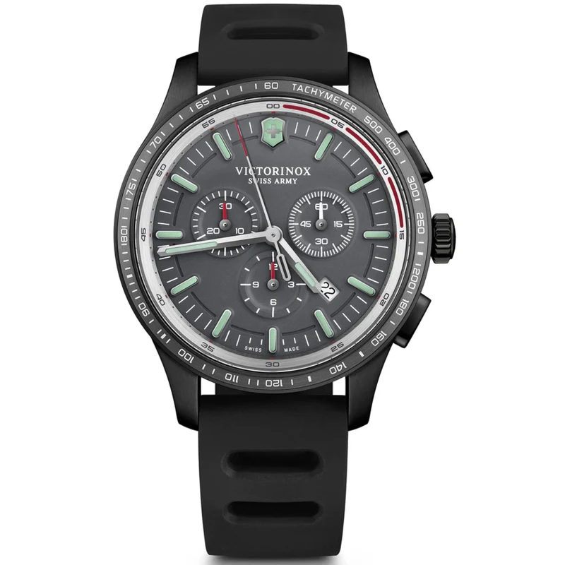 Victorinox Alliance 44mm Chronograph Grey Dial Rubber Mens Quartz Watch 241818