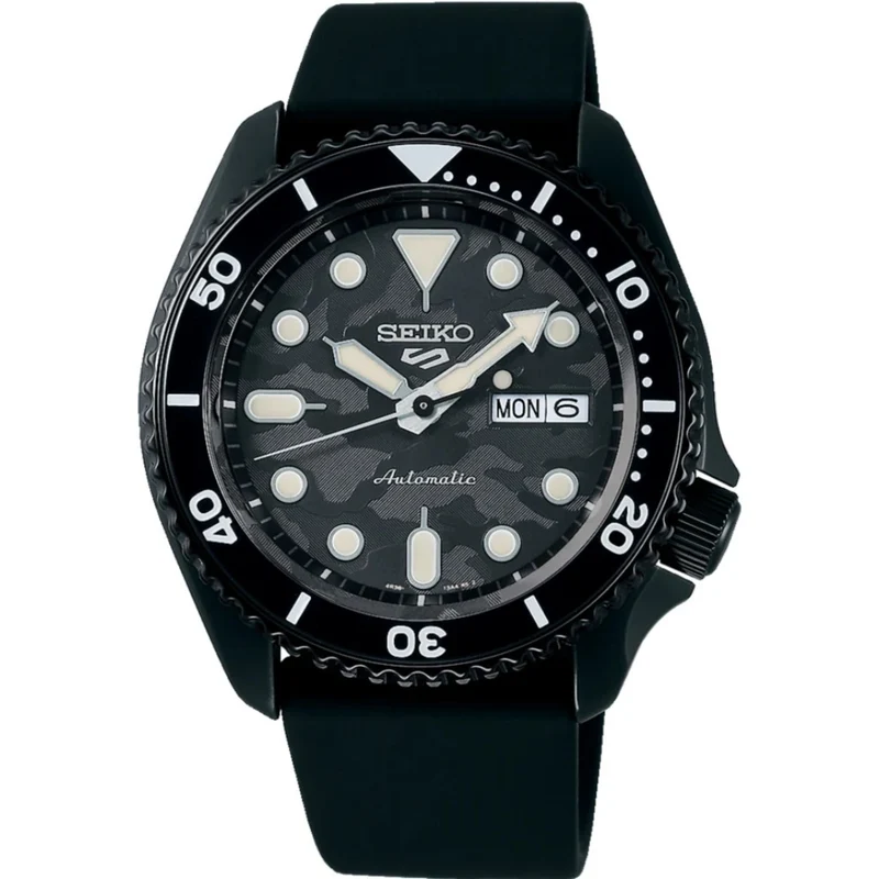 Seiko 5 Sports Yuto Horigome Black Dial Black Silicone Strap Limited Edition Men's Watch SRPJ39K1