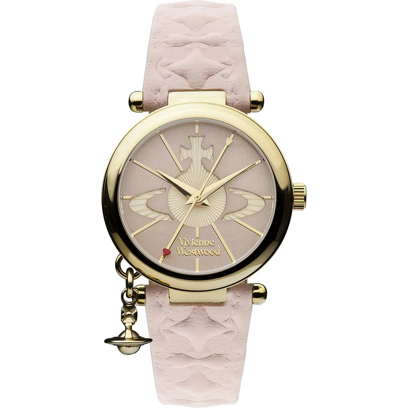 Vivienne Westwood Orb II 32mm Pink Dial Leather Ladies Quartz Watch VV006PKPK
