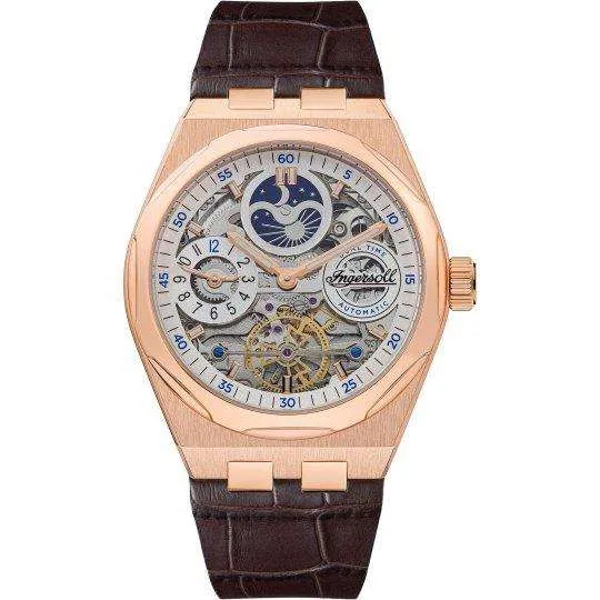 Ingersoll 1892 The Broadway Automatic Men's Watch with White Dial and Brown Leather Strap I12904