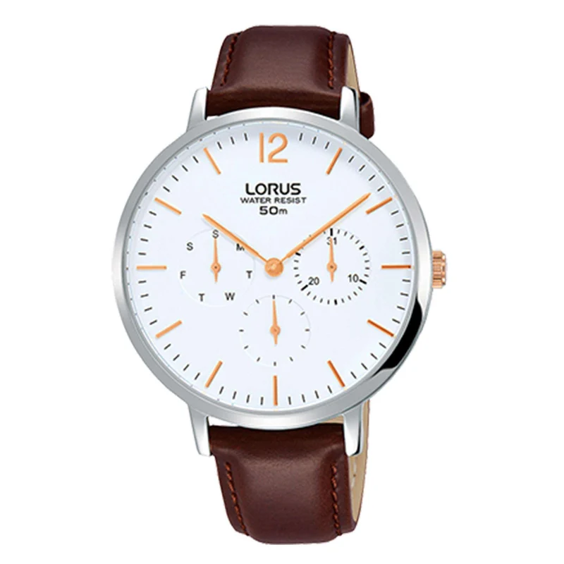 Lorus Quartz White Dial Brown Leather Strap Ladies Watch RP691CX9