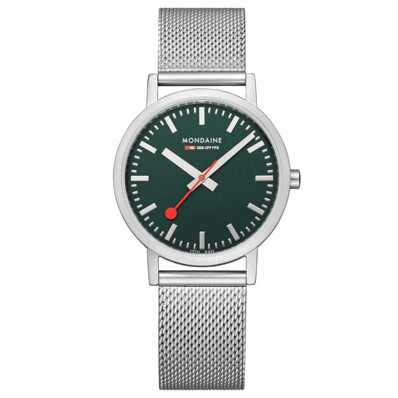 Mondaine Classic Forest Green Dial Mesh Bracelet Watch A660.30314.60SBJ