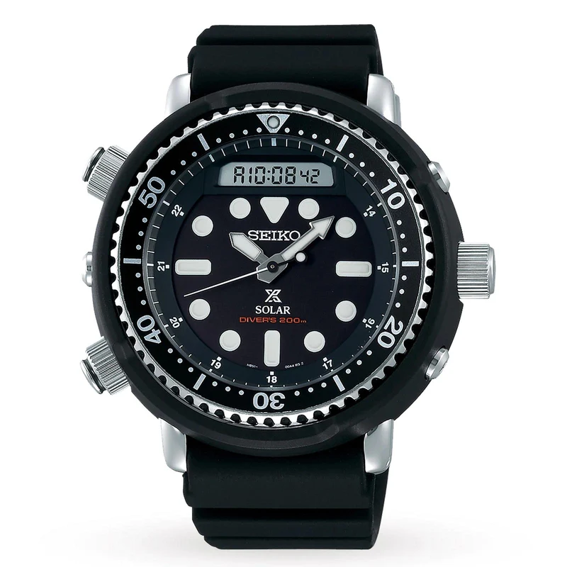 Seiko Prospex 'Arnie' Predator Solar 'Tuna' Black Dial Men's Watch SNJ025P1